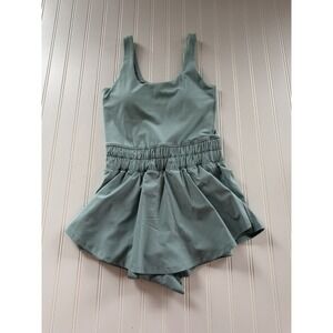 Yogalicious Hybrid Skort Romper Women's XS‎ Teal Blue Padded Bra Pockets